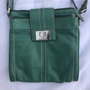 TIGNANELLO AQUA BLUE LEATHER CROSS BODY PURSE